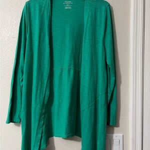 Chico's Green Open Front Cardigan with Pockets. Soft Cotton Modal. Size L